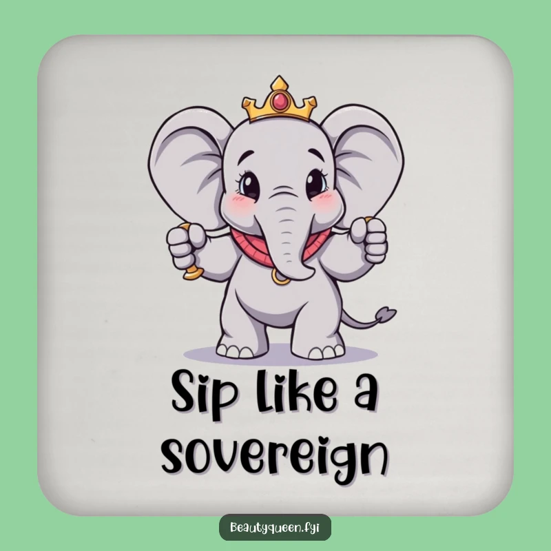 Funny Elephant Pose Coaster Set: Royal Scepter Drink Holder Gift for Regal Tables