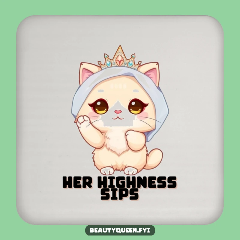 Funny Fluffy Cat Bride Coaster: Regal Protection, Hilarious Wedding Gift!