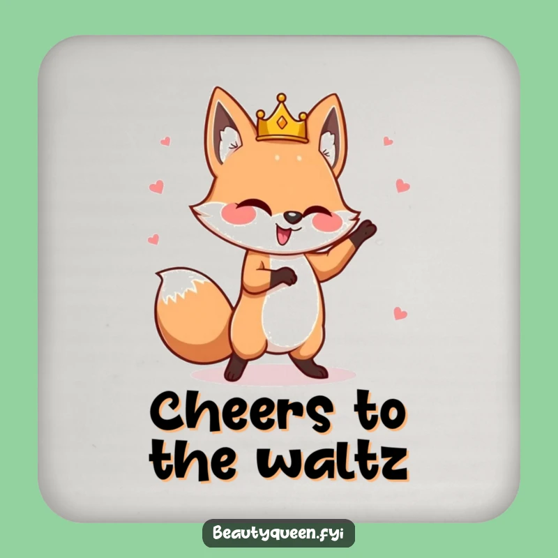 Funny Fox Drink Coasters: Whimsical Dancer Protection, Crown Accent, Gift Set