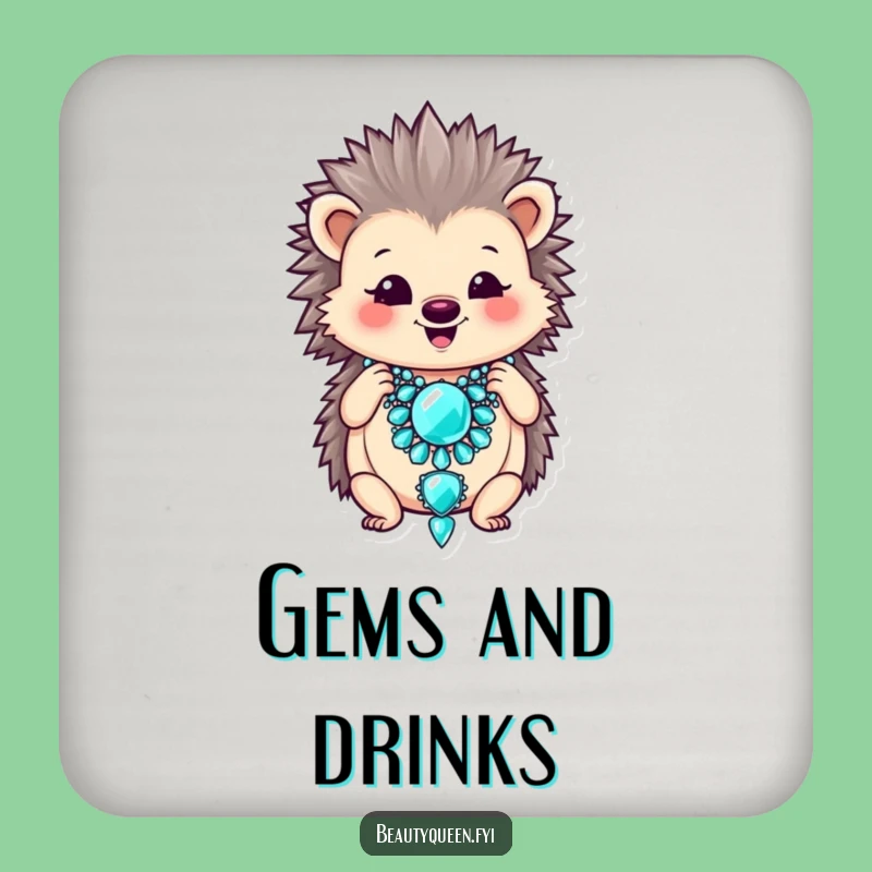 Funny Hedgehog Necklace Coaster: Glam Protection, Hilarious Gift
