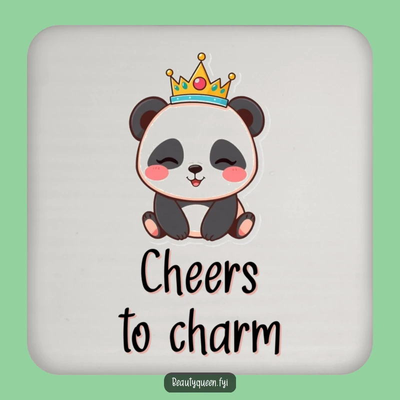 Funny Panda Tiara Coaster - Winking Bear Drink Protector - Humorous Gift Set