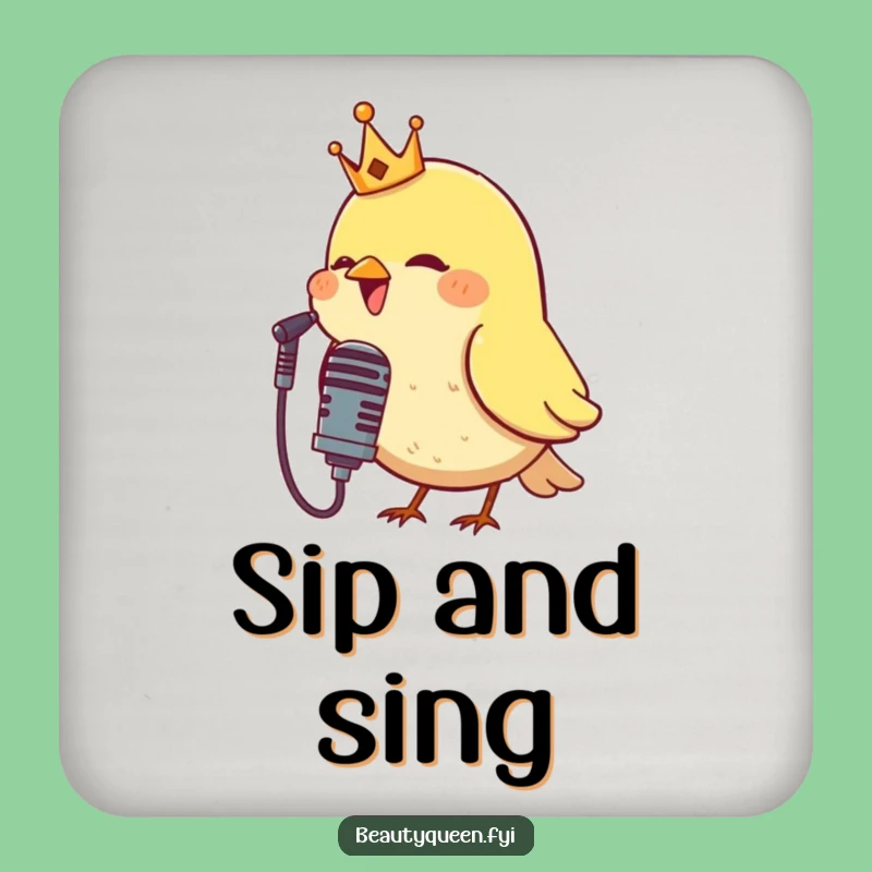 Funny Singing Bird Coaster: Protect Surfaces with Royal Art, Unique Gift!