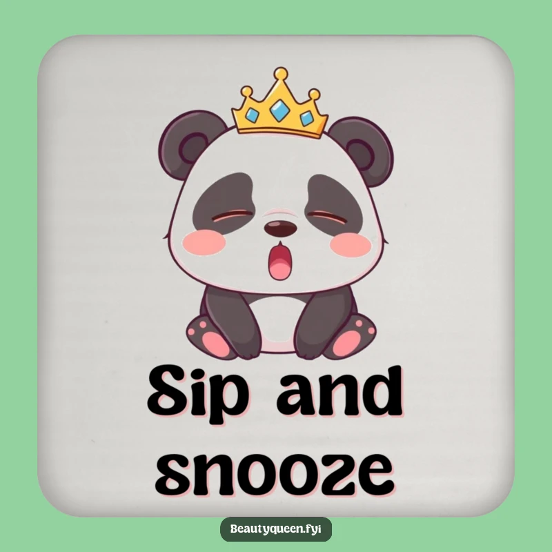 Funny Sleepy Panda Tiara Coaster: Stylish Protection, Hilarious Gift!