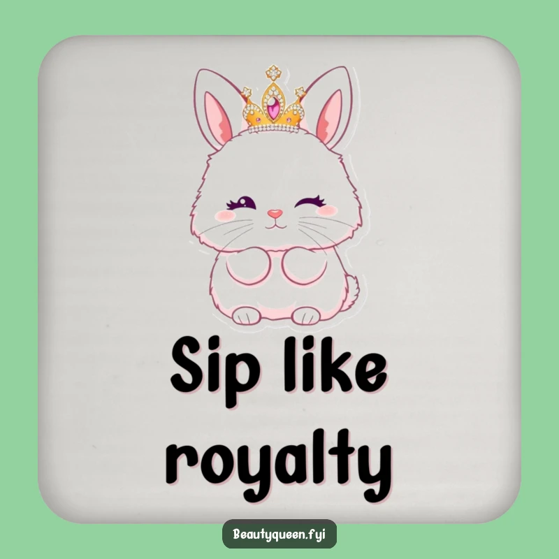 Funny Bunny Princess Coaster: Sparkling Tiara Kiss Protection, Hilarious Gift