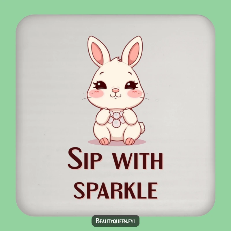 Funny Bunny Necklace Coaster - Blushing Rabbit Drink Protector - Humorous Gift Set