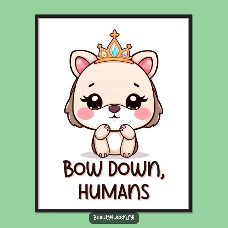 Funny Regal Tiara Animal Poster - Cute Wall Art for a Goodbye