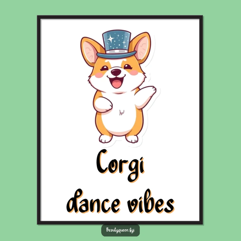 Funny Corgi Dance Poster: Giggling Dog Art, Humorous Wall Decor Gift