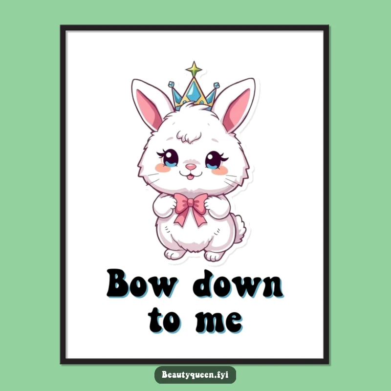 Funny Bunny Crown Poster - Humorous Wall Art for Playful Royalty
