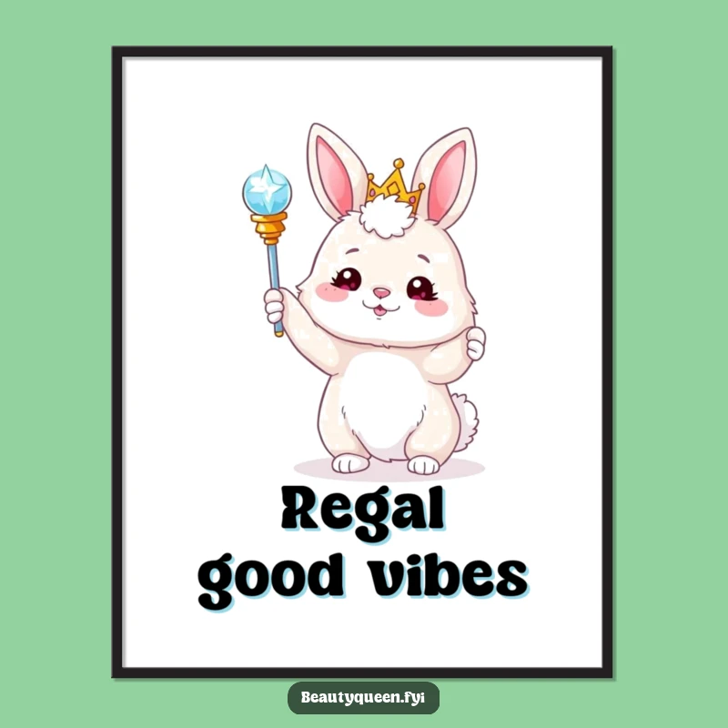 Funny Bunny Tiara Scepter Poster: Enchant Your Walls with Playful Magic