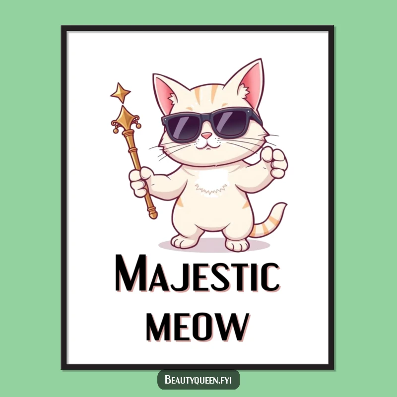 Funny Cat Poster: Cool Sunglasses Regal Cat Art for Walls