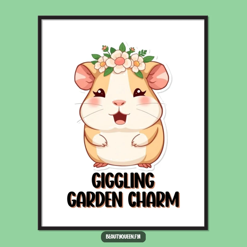 Funny Guinea Pig Floral Crown Poster: Bring Adorable Humor Home