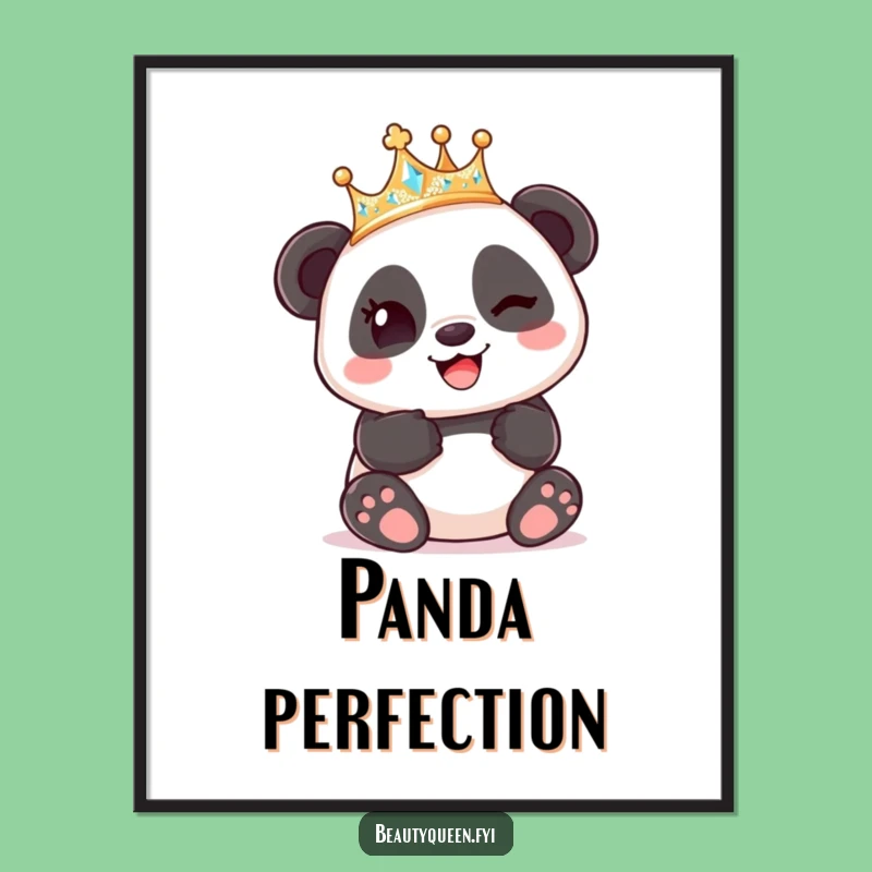 Funny Panda King Crown Poster: Adorable & Humorous Panda Wall Art Gift
