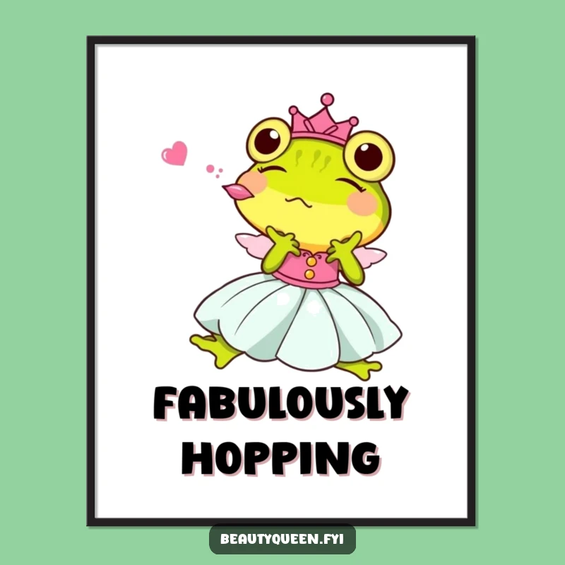 Funny Princess Frog Kiss Poster: Whimsical & Humorous Fairy Tale Wall Art Gift