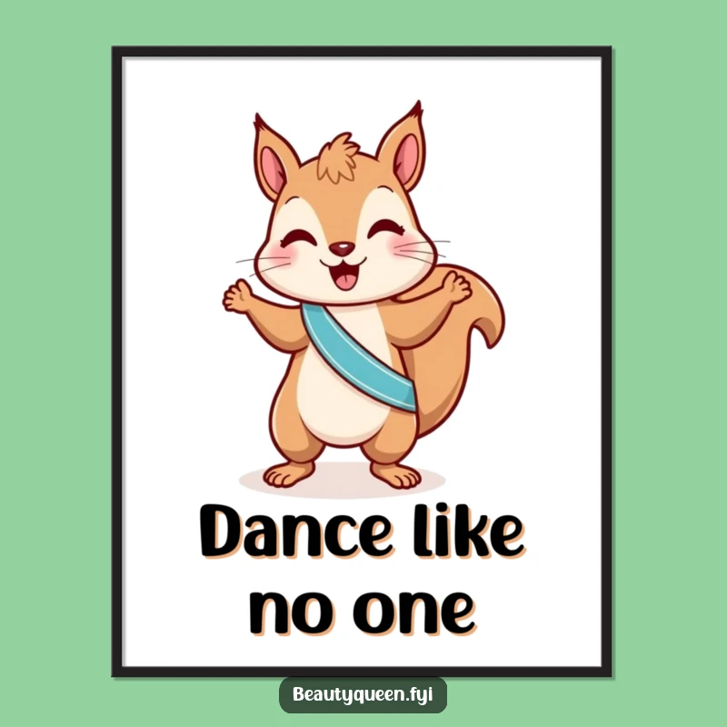 Funny Squirrel Dance Poster: Energetic Nutty Dancer Art Print Funny Gift