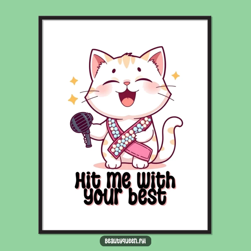 Funny Cat Diva Poster: Giggles & Glamour Star Cat Art Print Funny Gift