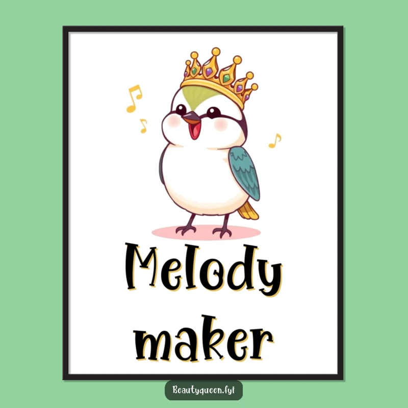 Funny Chickadee Royal Poster: Singing Bird Headdress Art Gift