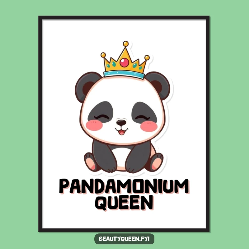 Funny Panda Tiara Poster - Winking Bear Art Print - Cheerful & Humorous Decor