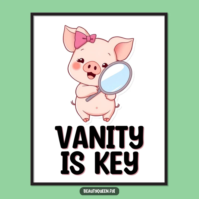 Funny Piglet Art Poster: Cheerful Reflection for a Whimsical Gift