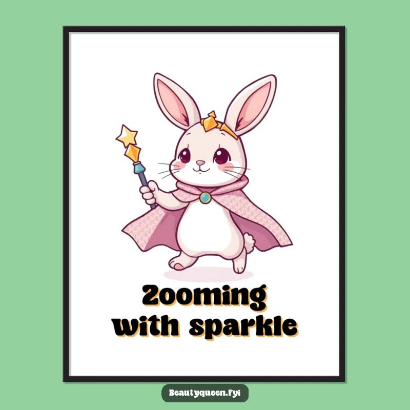 Funny Bunny Poster - Magical Creature Art with Scepter, Decor!
