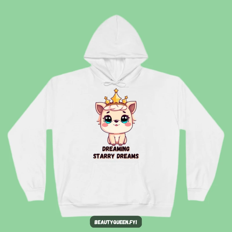 Funny Hoodie: Star crowned animal amazed, cozy up for wonder and laughs