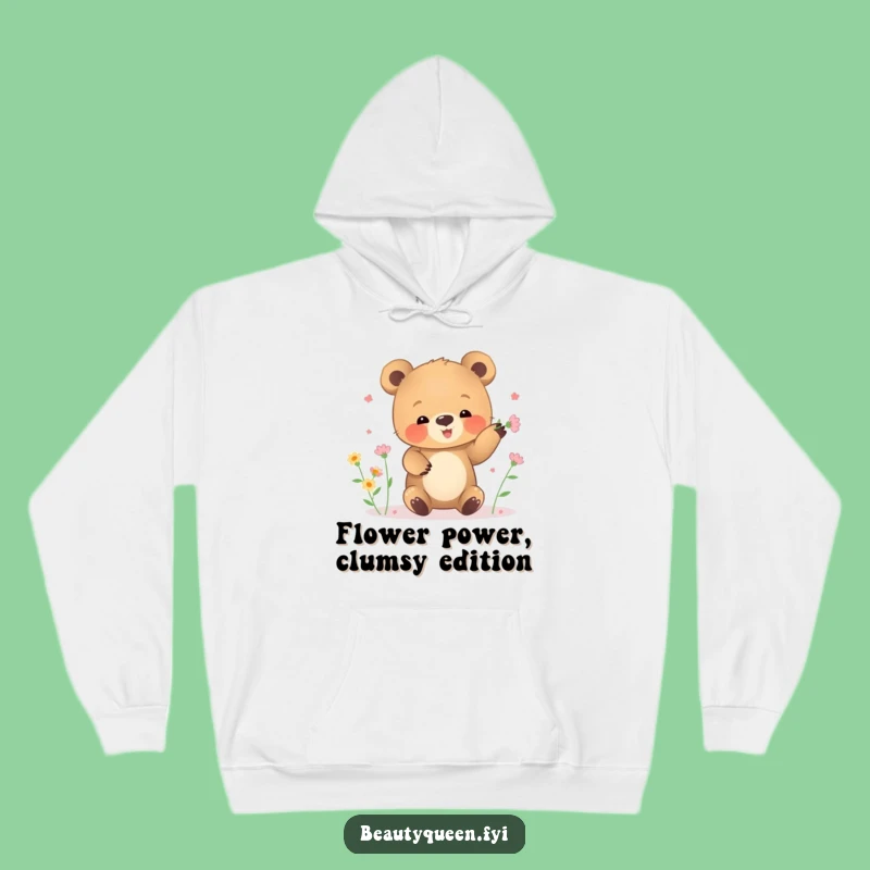Funny Bear Cub Flower Juggling Hoodie: Cozy Comfort, Hilarious Woodland Gift