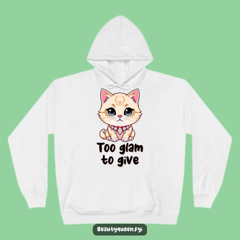 Funny Hoodie: Majestic Cat in Rhinestone Collar, Ultra Cozy Funny Gift!