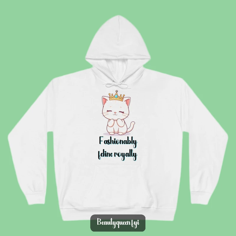 Funny Kawaii Cat Crown Curtsy Hoodie: Cozy Feline Royalty, Hilarious Gift