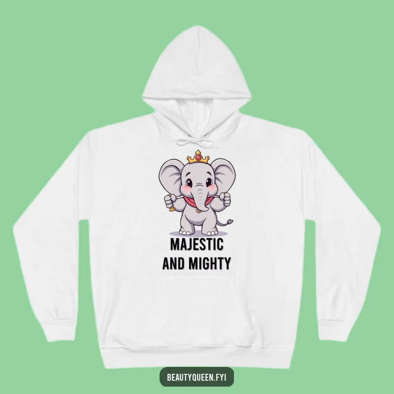 Funny Elephant Pose Hoodie: Regal Scepter Comfort Gift for Luxurious Laughter