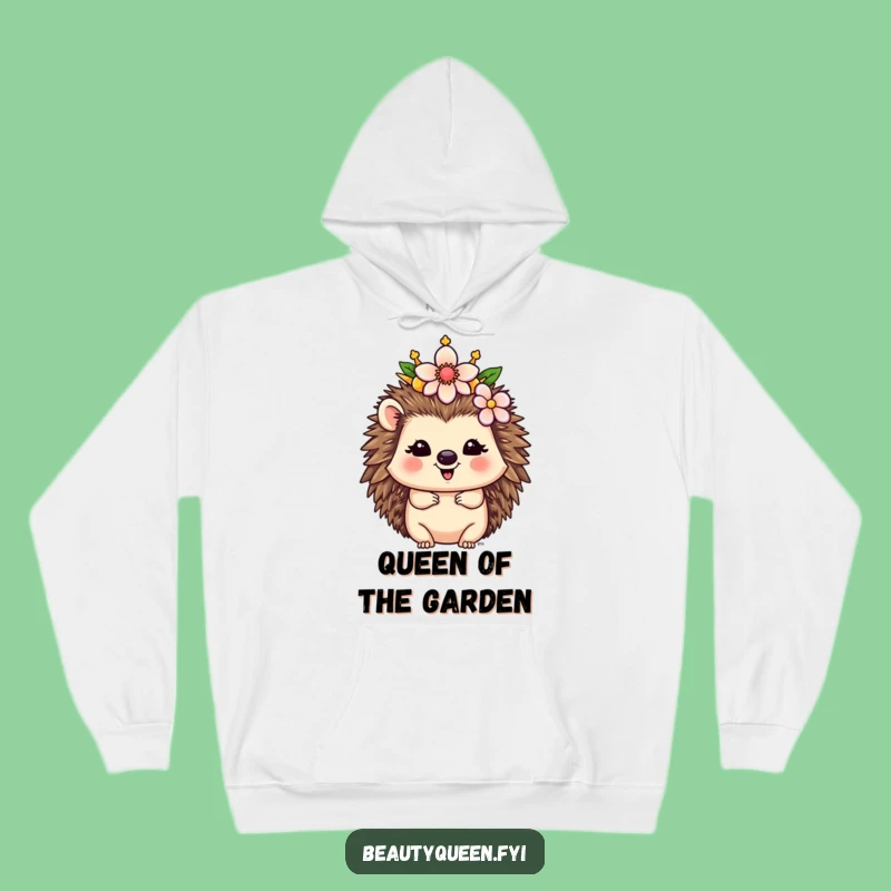 Funny Hedgehog Queen Hoodie: Cozy Royal Flower Crown Apparel Gift