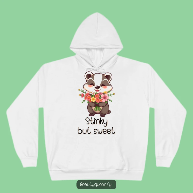Cozy Funny Badger Flower Hoodie - Warm and Whimsical Gift for Comfort Lovers