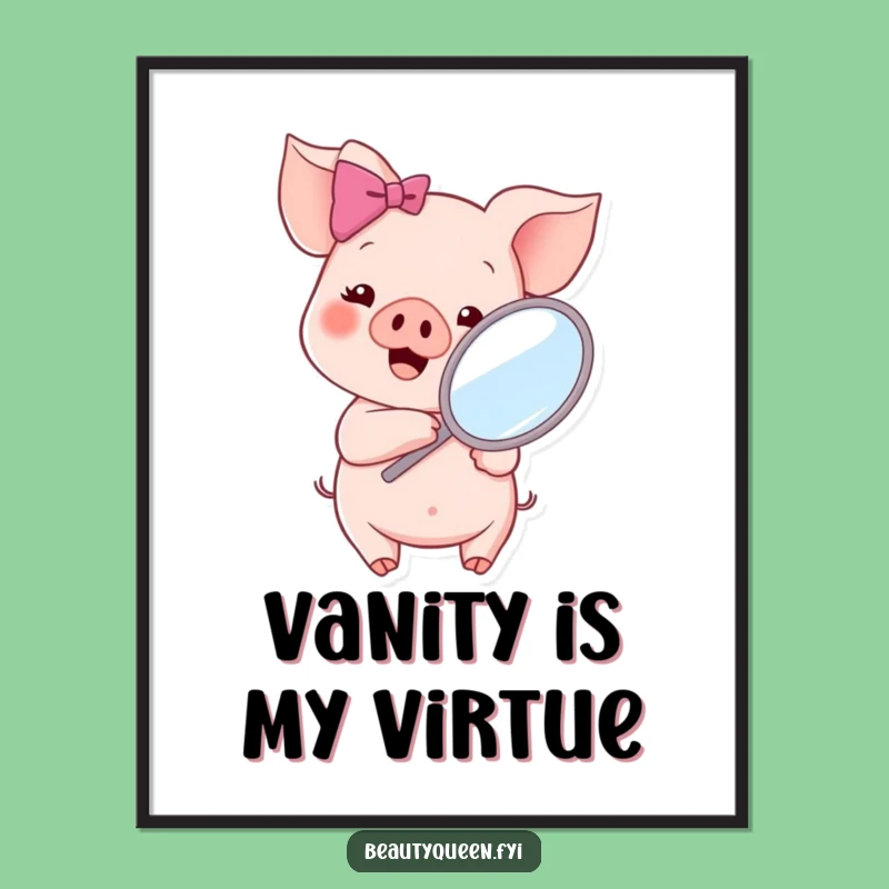 Free Printable Piglet Art: Funny Pink Bow Mirror Downloadable Wall Decor