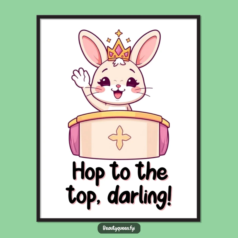 Funny Free Printable Bunny Art: Sparkly Tiara Queen Digital Download Wall Decor Gift