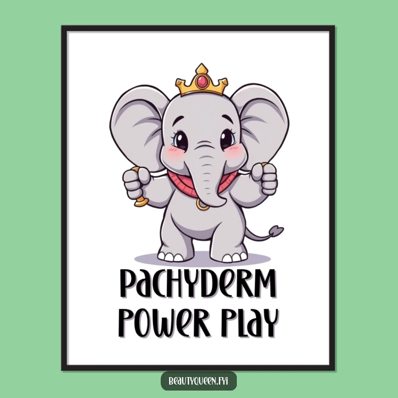 Funny Free Printable Elephant Wall Art - Majestic Scepter Pose Downloadable Decor