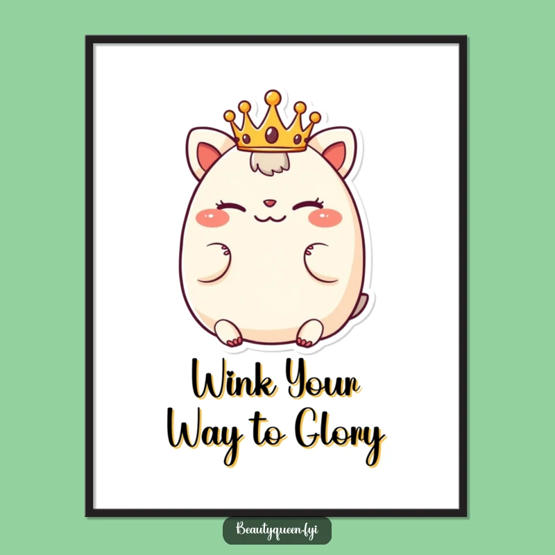 Funny Free Printable Wall Art: Chubby Animal Winking, Tiny Crown, DIY Decor