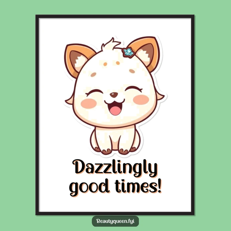 Funny Free Printable Wall Art: Happy Animal with Sparkle, Joyful Download