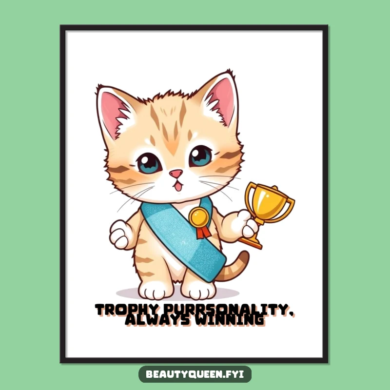 Funny Free Printable Wall Art: Kitten Trophy Winner Downloadable Decor