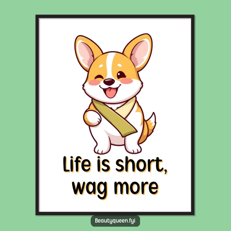 Free Printable Wall Art: Proud Corgi Celebration - Funny Downloadable Art