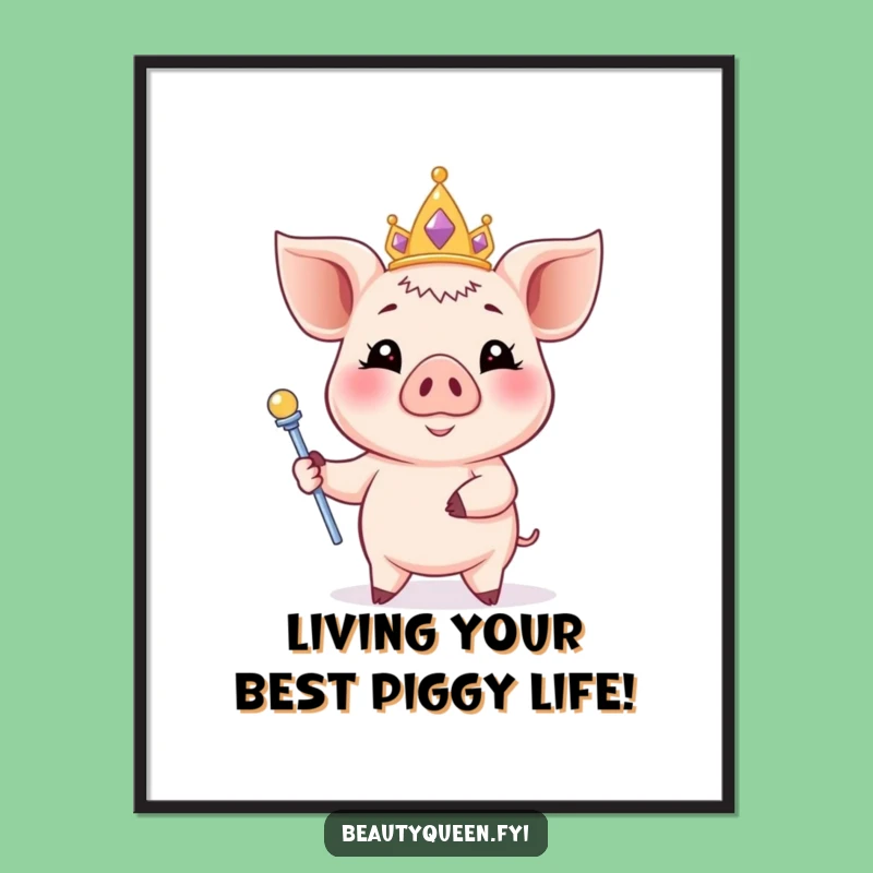 Funny Free Printable Wall Art: Piglet Princess Tiara Scepter - Quirky Decor