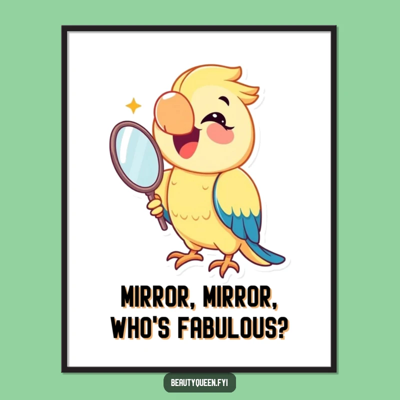 Funny Free Printable Parrot Wall Art - Smiling Mirror Downloadable Decor