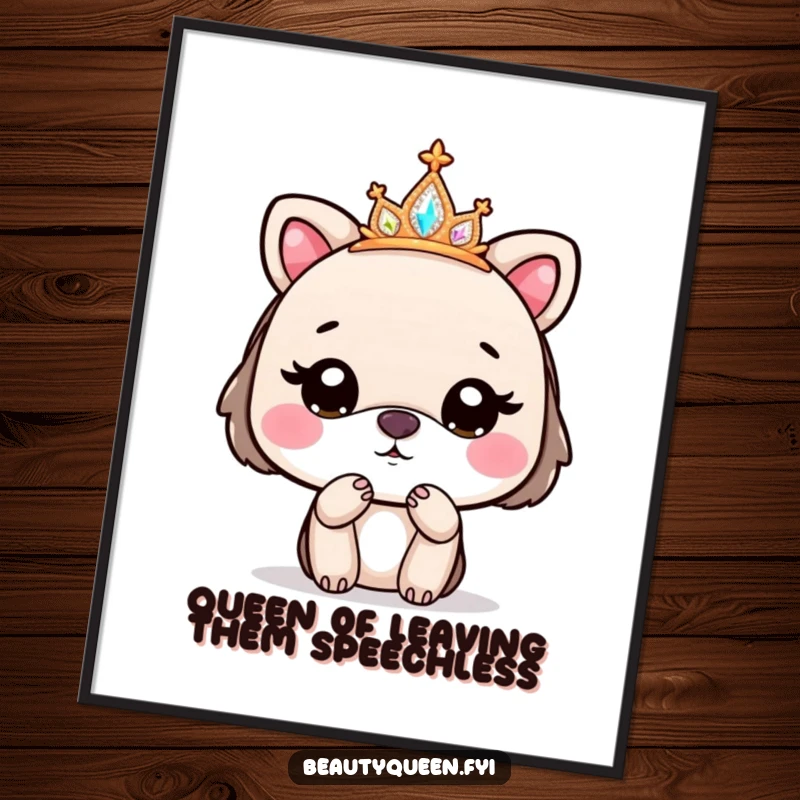 Funny Free Printable Wall Art features a cute animal in a sparkly tiara, blowing a kiss goodbye, adding humor to any room.