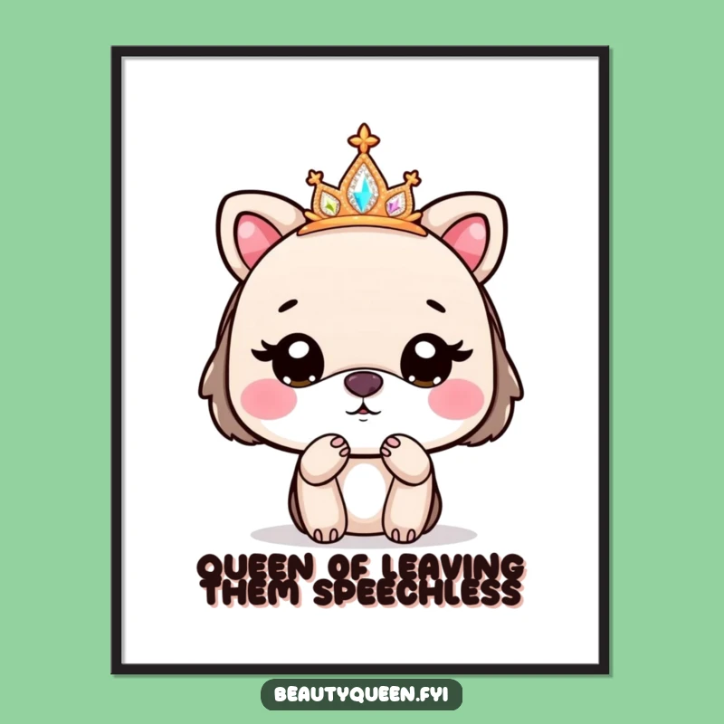 Funny Free Printable Wall Art: Sparkly Tiara Animal Kissing Goodbye, DIY Downloadable Decor