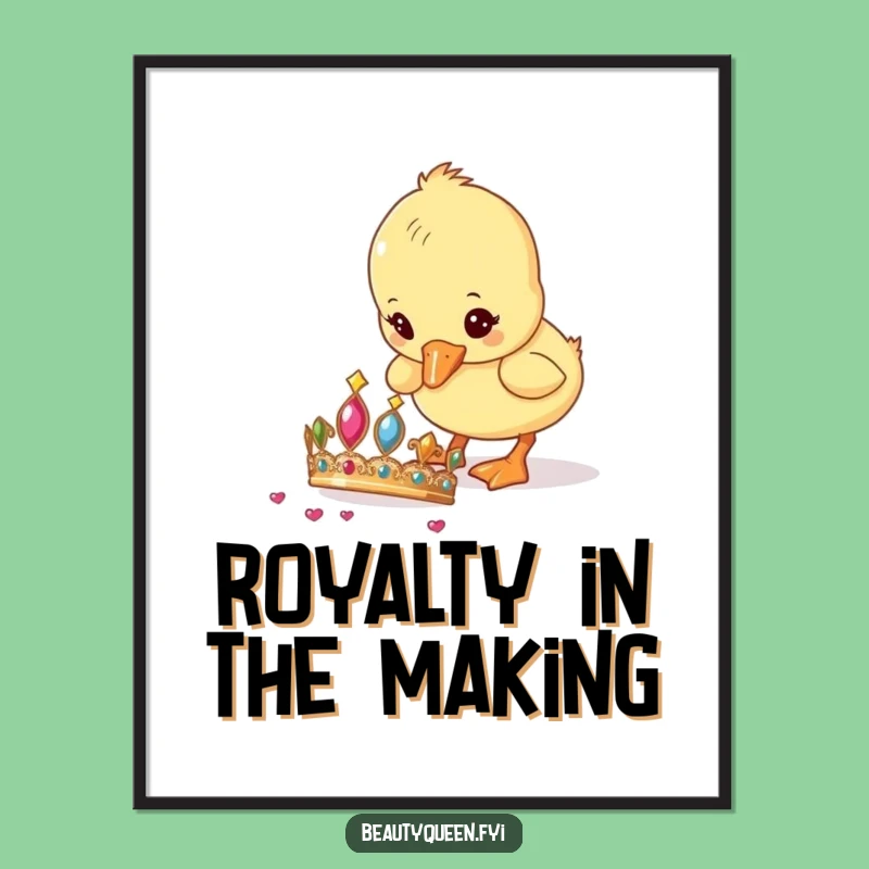 Free Printable Wall Art: Curious Duckling Tiara Pecking Funny Downloadable Decor