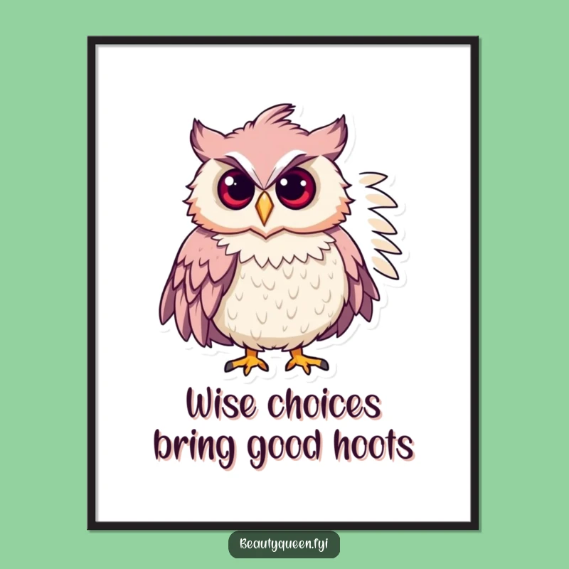 Free Printable Wall Art: Chic Owl Boa Glam - Funny Downloadable Art