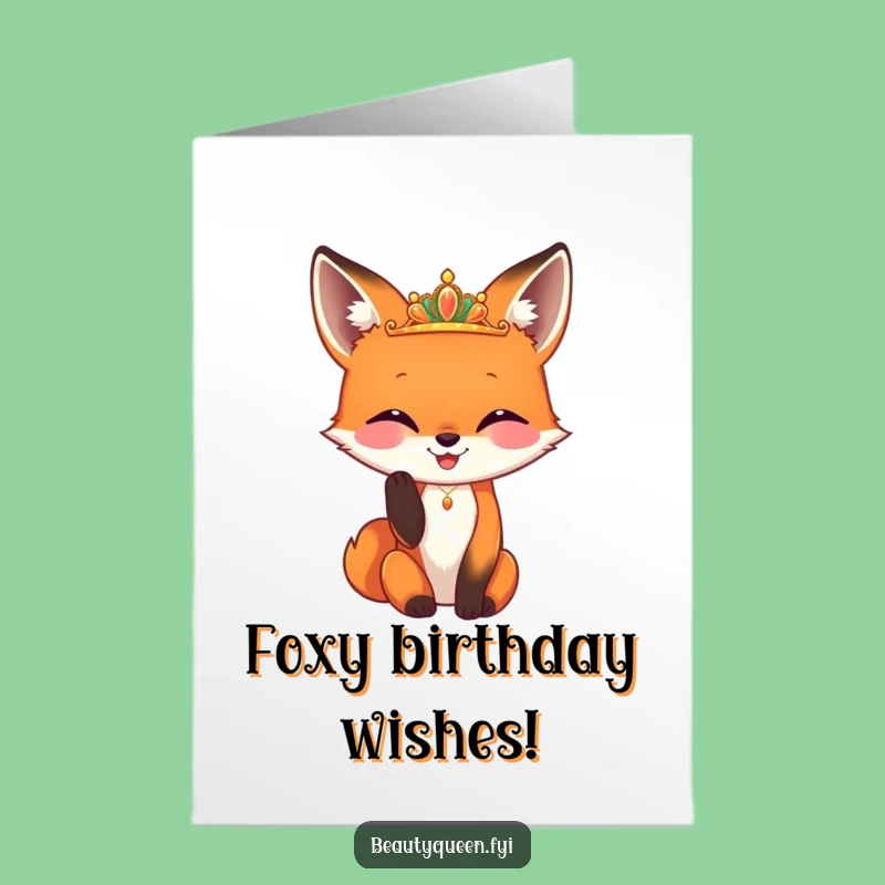 Free Printable Fox Birthday Card: Dapper Diadem Adjuster for a Chic Downloadable Gift