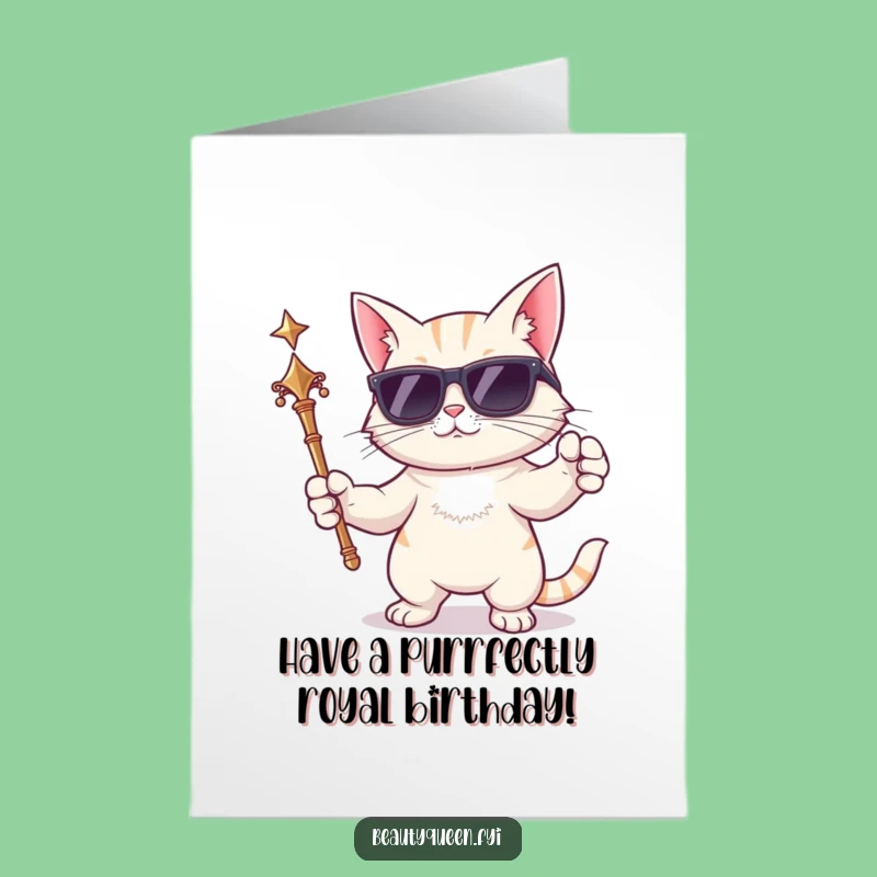 Free Printable Birthday Card: Cool Cat King Funny Downloadable Gift
