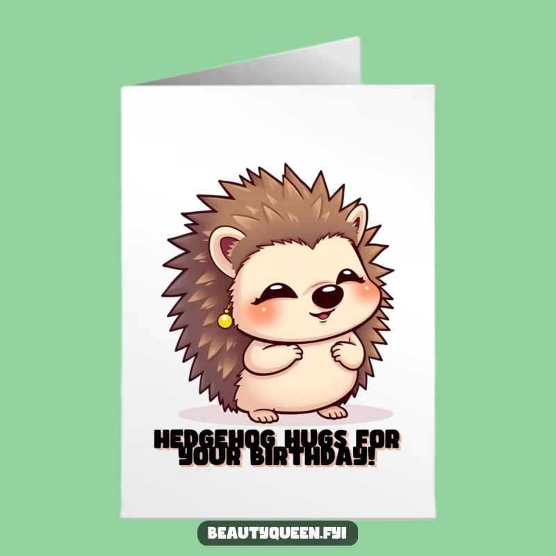 Free Printable Birthday Card: Giggling Hedgehog Curtsy - Funny Downloadable Gift