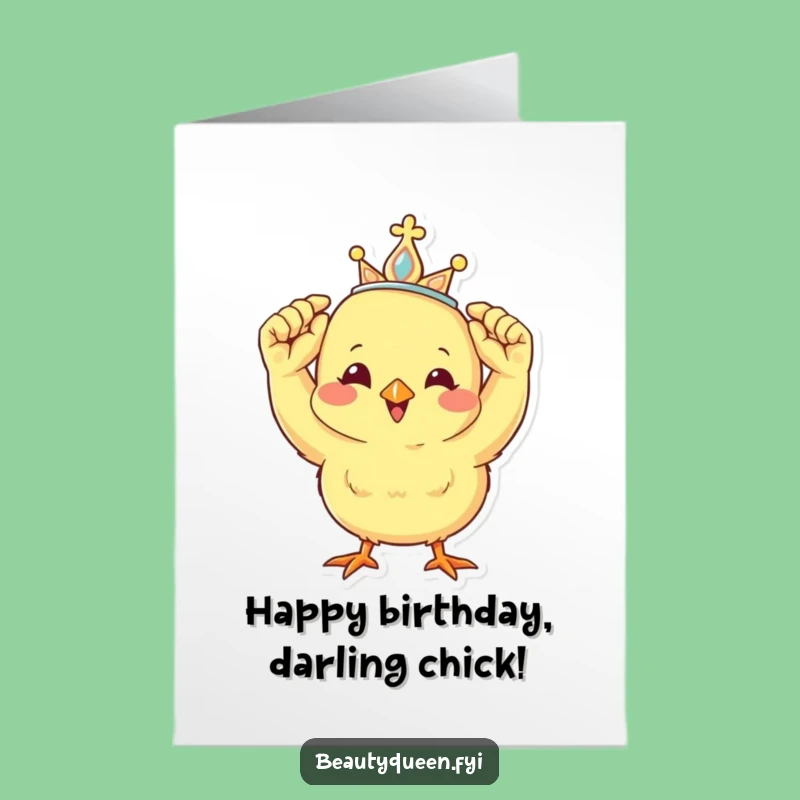 Free Printable Birthday Card: Funny Chick Tiara Queen Downloadable Gift