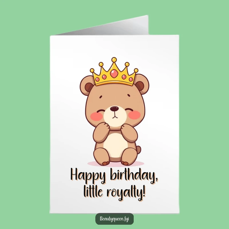 Free Printable Birthday Card: Bear Cub's Royal Bow, Hilarious Downloadable Charm