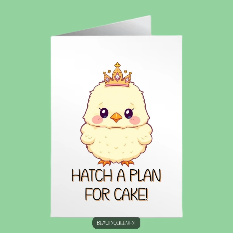 Free Printable Funny Birthday Card: Fluffy Chick Tiara Askew Downloadable Gift