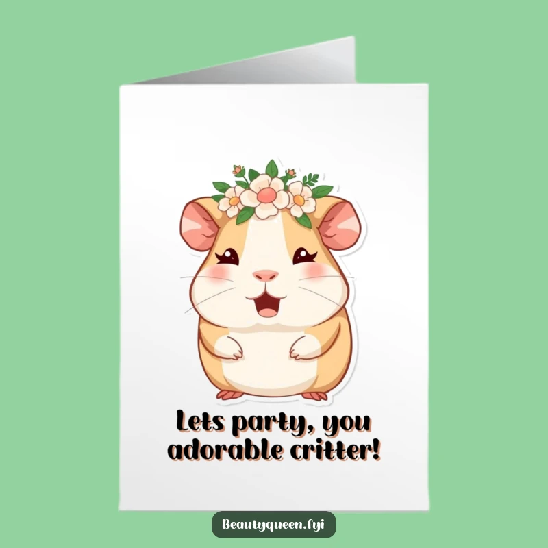 Funny Free Printable Guinea Pig Birthday Card: Floral Wink Downloadable Gift